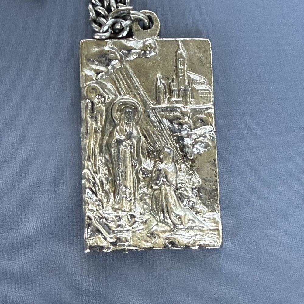 Vintage Necklace Our Lady Of Lourdes Religious Christian Pendant Necklace